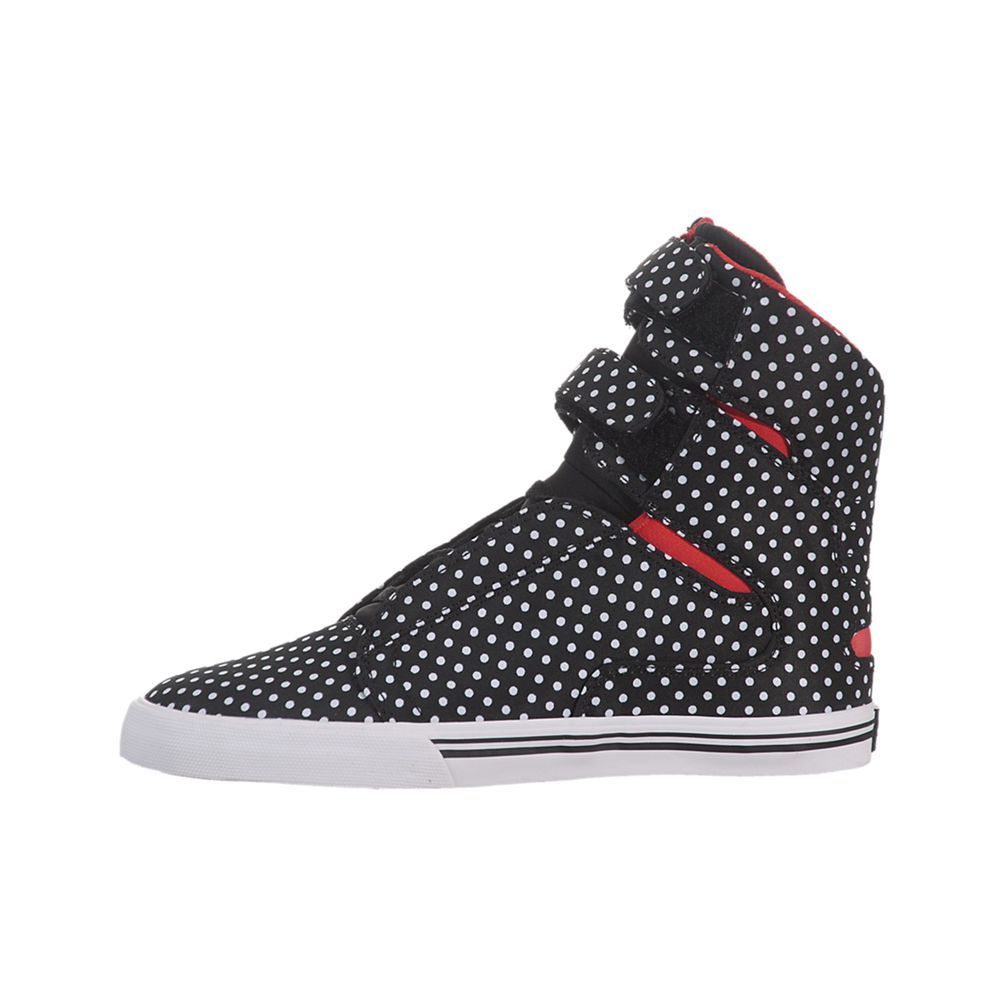 Baskets Montantes Supra Society Noir Blanche Black Polka/Red-White Femme | KHO-93435883